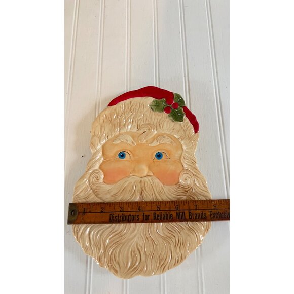 Vintage Department 56 Santa Claus Face Ceramic Plate Holiday Decor - Picture 8 of 10